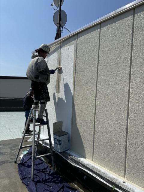パラペット、塗装、9月6日